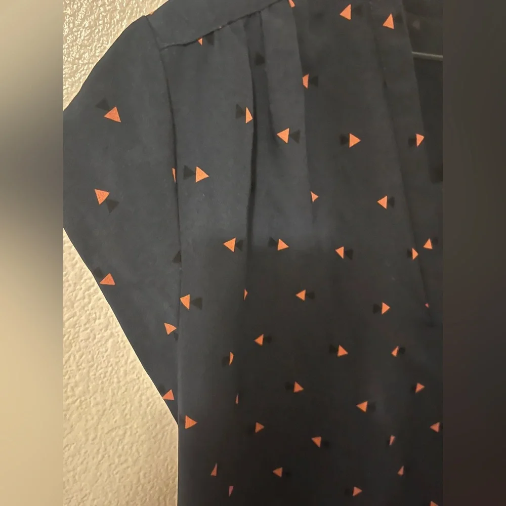 Fun 2 Fun Navy Blouse with Geometric Print - Picture 3 of 5